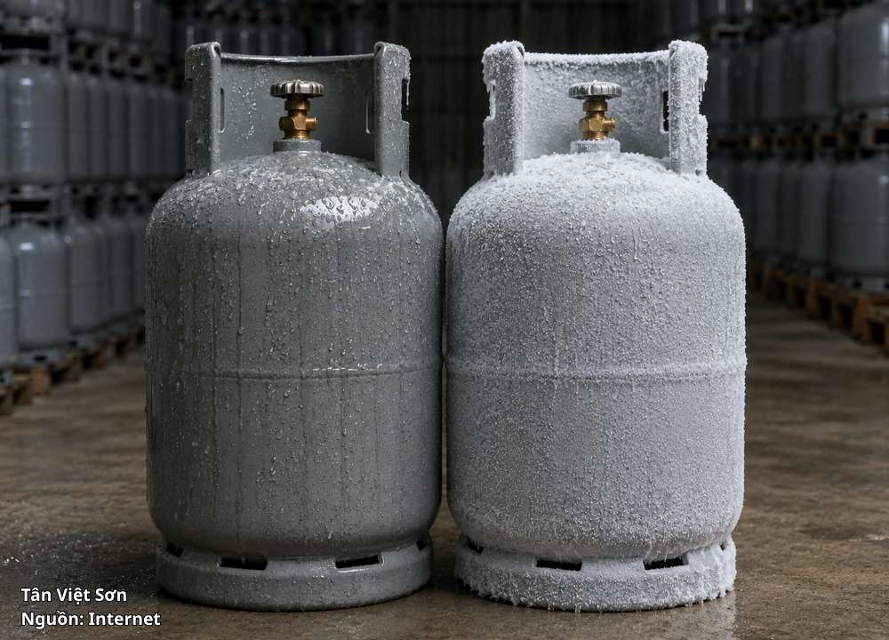 Bình Gas Bị Đổ Mồ Hôi, Đóng Tuyết