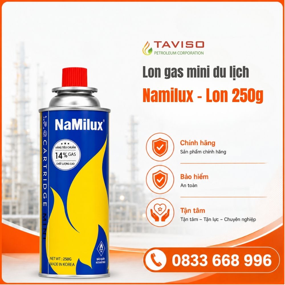Namilux - Lon 250g Bình Gas Mini Namilux 250g - Lon Gas Du Lịch An Toàn