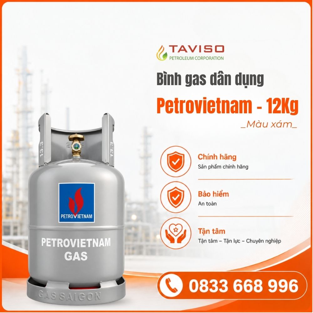 Petrovietnam – 12Kg xám Bình Gas Petrovietnam 12Kg Màu Xám Chính Hãng