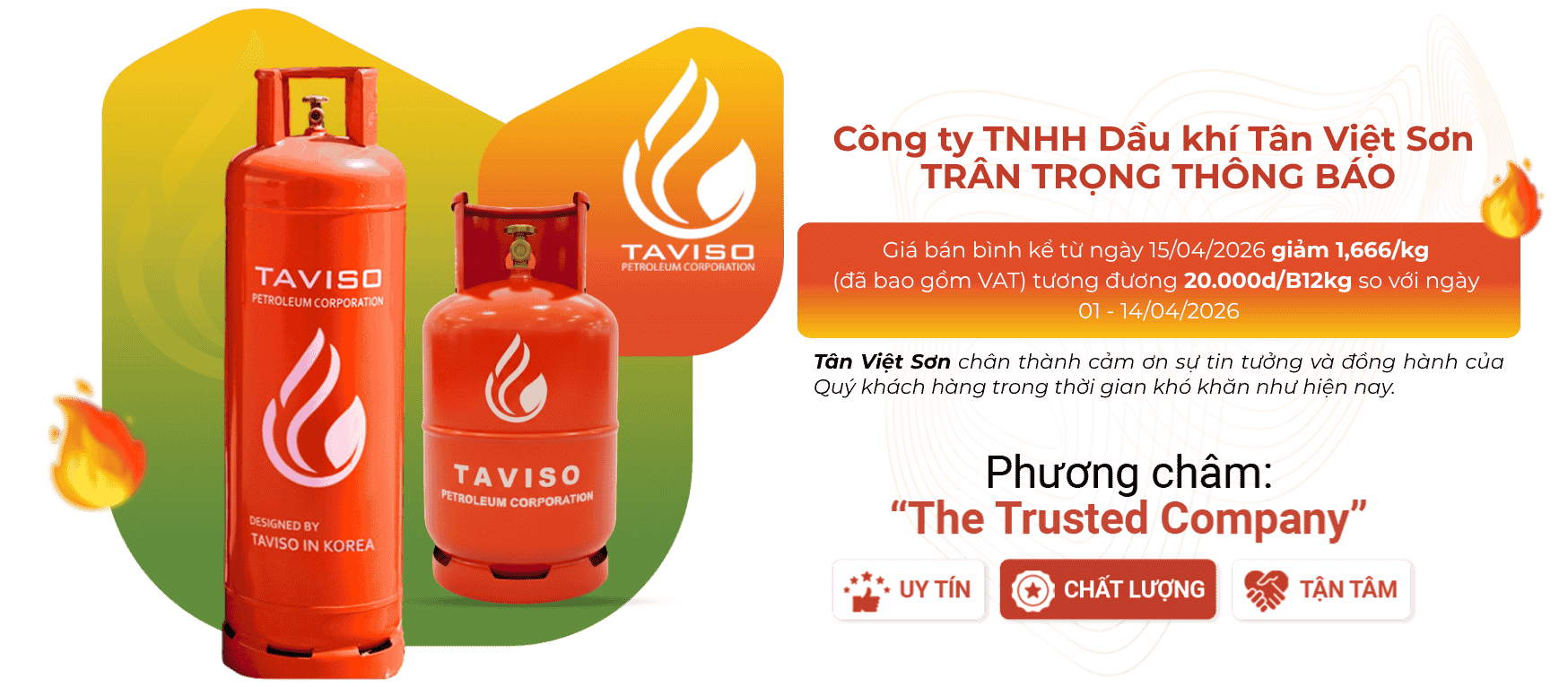 giá gas tháng 4 2026