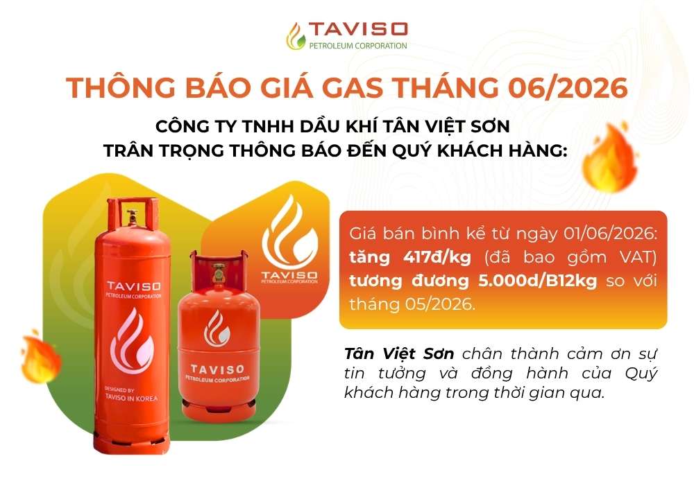 GIÁ GAS tháng 06. 2026, TAVISO