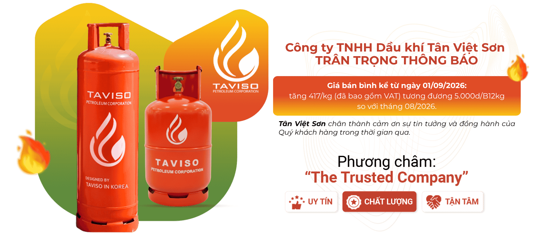 giá gas tháng 9/2026